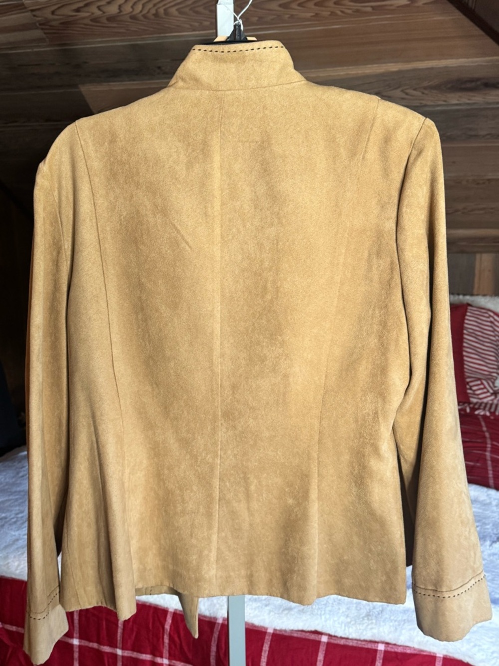Perceptions New York Tan Faux Suede 3PC Set Jacket Top Size 18 Boho Chic - Picture 4 of 7